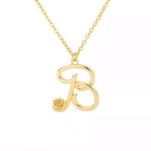 Initial B Necklace gold monogram rose flower floral roses chain boho bohemian